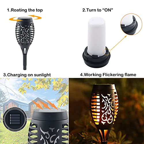 Awethone 16 Pack Solar Lights Outdoor, 12 Led Mini Solar Torch Light With Flickering Flame, Waterproof Christmas Decorative Landscape Lighting Torches For Garden Yard, Auto On/Off Dusk To Dawn #TOP4