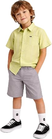 Volcom Toddler Boys 2-Piece Set - Button-Down Shirt & Stretch Twill Shorts | Adjustable Waistband for All-Day Comfort, Breathable Fabric Works Dressy or Casual for Brunch, School or Weekend Outings