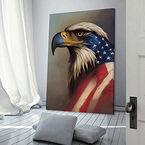 American Bald Eagle Wall Art, Flying Eagle Canvas Print Patriotic Conceptual Picture Inspirational M Canvas Painting Posters And Prints Wall Art Pictures For Living Room Bedroom Decor 24X36Inch(60X90 #TOP2