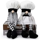 2PCS Kitchen Chef Gnome Plush, Nordic Scandinavian Buffalo Cooking Gnomes Figurine, Mr & Mrs Elf...