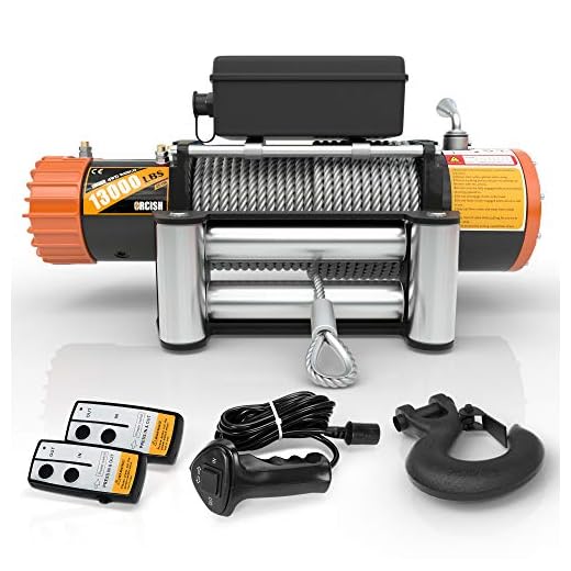 ORCISH 12V 13000-lb Load Capacity Electric Truck Winch Kit Steel Cable, Waterproof Off Road Winch for Jeep,Truck,SUV