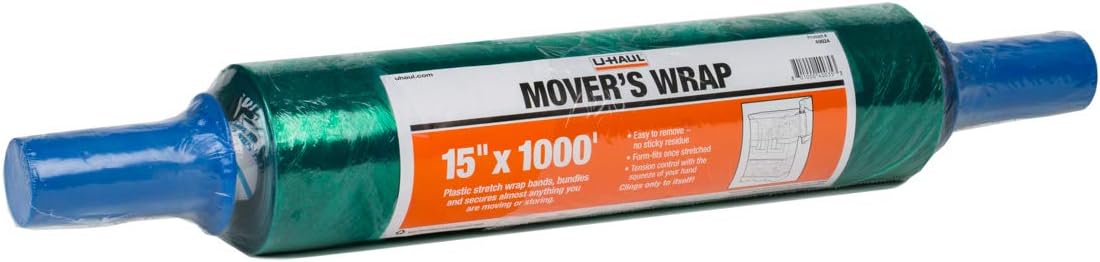 U-Haul Mover's Stretch Plastic Wrap - Bind, Bundle, Fasten, Protect, and Wrap Furniture and Home Goods - 15" x 1000'- 1 Roll