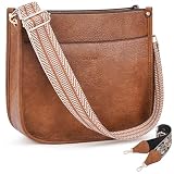 Caitina Crossbody Bag For Women Vegan Leather Hobo Handbags Designer Crossbody Purses Bucket Bag For Women with 2 Adjustable Strap(Brown)