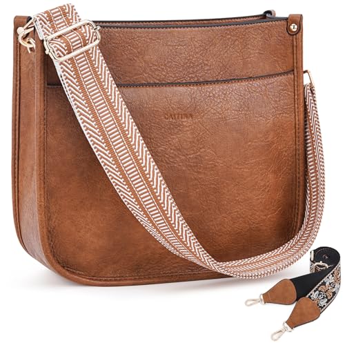 Image of Crossbody Bag Women Vegan Leather Hobo Handbag Trendy Crossbody Shoulder Bag Purses For Women with 2 Adjustable Strap