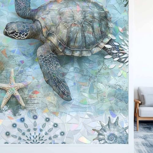 Vinilo decorativo para ventana con patrón de tortuga marina miniatura 5