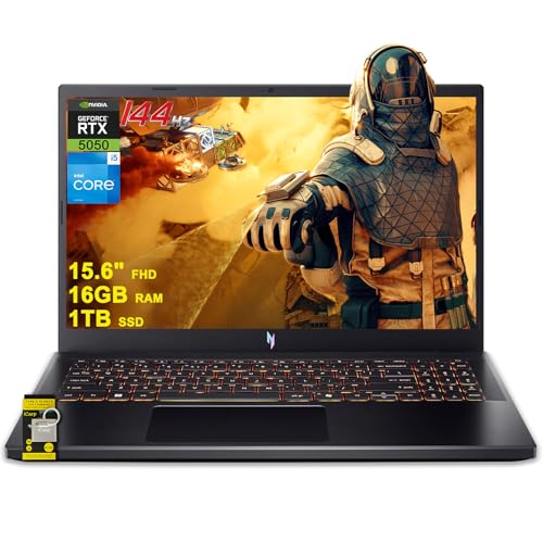 Image of acer Nitro V 15 Gaming Laptop 15.6 inch FHD IPS 165Hz Intel 8-core i5-13420H 16GB DDR4 1TB SSD GeForce RTX 5050 GDDR7 DLSS4 (Up to 440 AI Tops) Backlit Thunderbolt WiFi6 Win11 w /ICP Hub