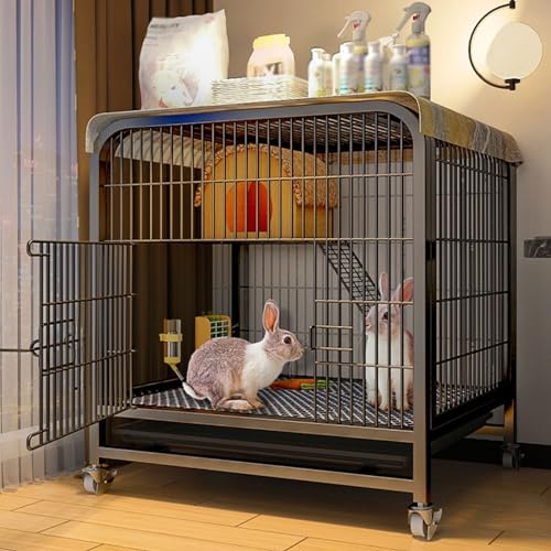 Conigliera da interno per 2 conigli, furetti, cincillà, gattini, con tetto, recinto per piccoli animali