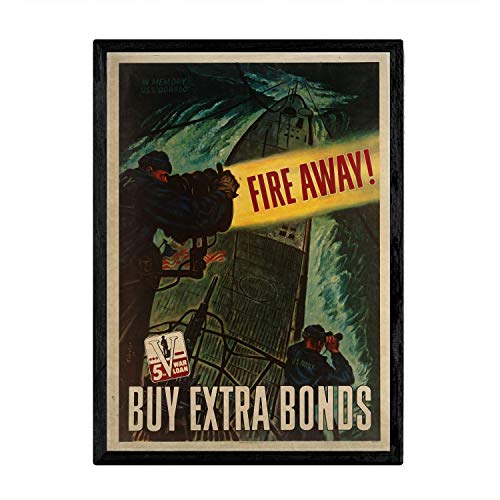 Nacnic Poster Vintage de Compra bonos. Láminas para Decorar Interiores con imágenes Vintage y de Publicidad Antigua. Cuadros decoración Retro. Tamaño A3 con Marco