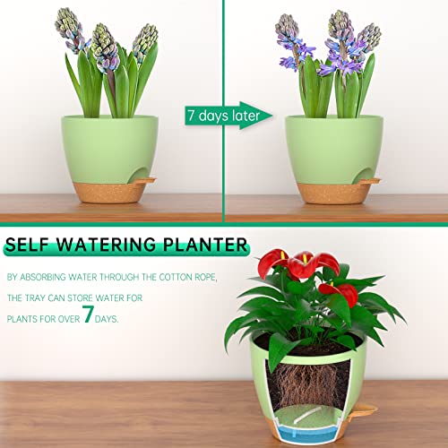Zmtech 2 Pack 8 Inch Hanging Planters With Watering Lip Self Watering Plant Pot With Drainage Holes And Removable Saucer Plastic Flower Pot For Indoor Outdoor Plants (Green) #TOP3