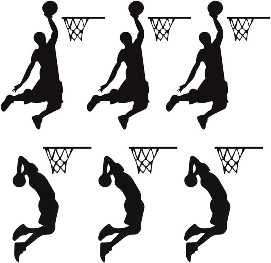 Ximimark 6Pcs Durable Cartoon Basketball Player Wall Sticker - Eye-Catching Decor for Cars, Homes, & RVs - Vibrant Living Room Vinyl Decals & Switch Stickers