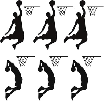 Ximimark 6Pcs Durable Cartoon Basketball Player Wall Sticker - Eye-Catching Decor for Cars, Homes, RVs - Vibrant Living Room Vinyl Decals & Switch Stickers
