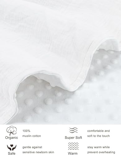 Miniatura 10 de ZURLEFY Mantas de bebé óxido para niñas, manta de muselina suave de algodón para niños, manta de bebé sólida neutra para recién nacido, bebé (43-04)