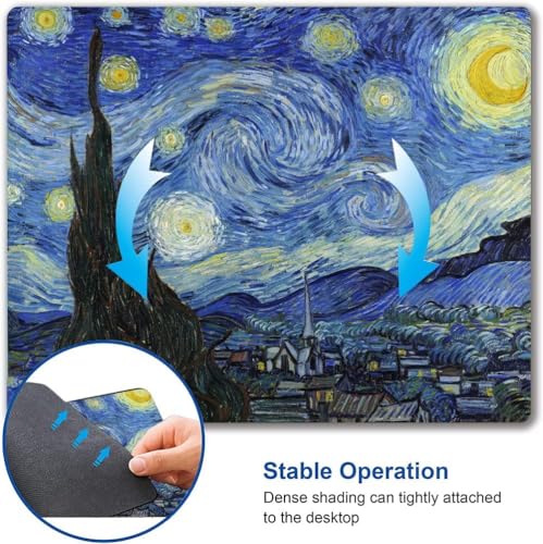 Image of Premium-Textured Mouse Pad, Non-Slip Rubber Base Mousepad for Laptop, Computer & PC, 9.5x7.9 in - Enhanced Precision, Ergonomic Comfort, Ideal for Gaming & Office (Van Gogh Starry Night)