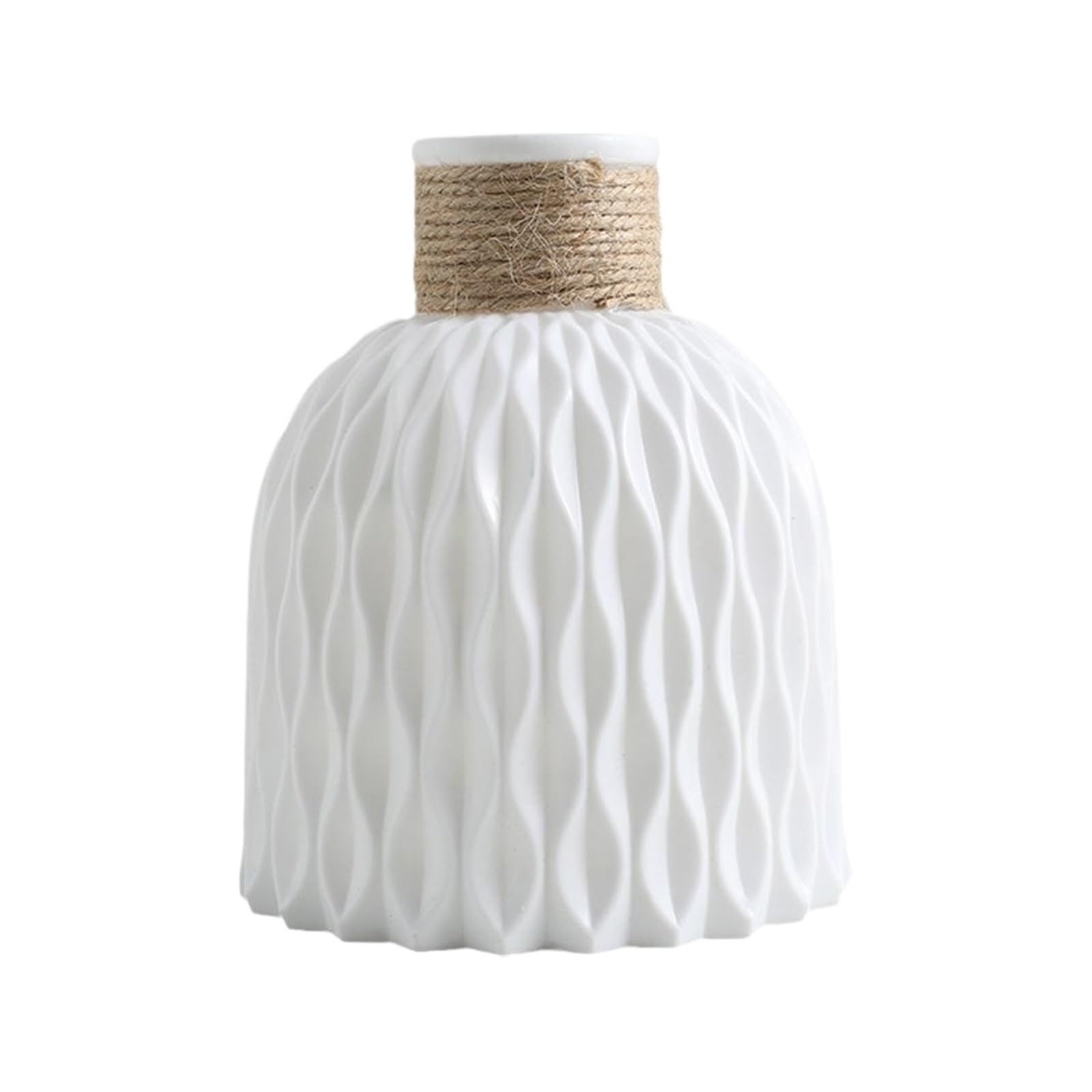 Vase Rope Plastic Vase Flower Arrangement DIY Flowerpot Living Room Porcelain Imitation Ware Home Decoration Ornaments(White)