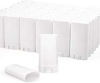 50 Pack 0.5 oz/15ml White Sample Deodorant Container,Empty Oval Twist-Up Plastic Tubes Containers for Chapstick,Large Lip Balm,Lotion Bar Sticks,Perfume Solid Lotion,Homemade Salve,Pocket Deodarant