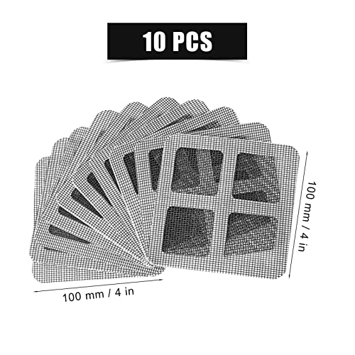 Savita 10Pcs Mesh Repair Patch, Self Adhesive Window Screen Repair Kit Gray Screen Door Mesh Repair For Repairing Screen Windows Doors Tents Nets (4 Grids) #TOP1