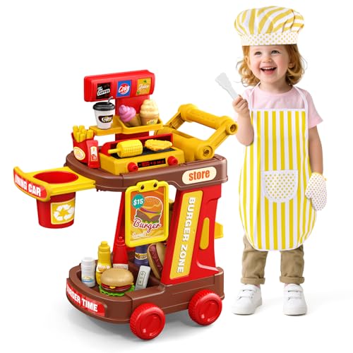 Kids Kitchen Playset - Pretend Play Restaurant Food Set for