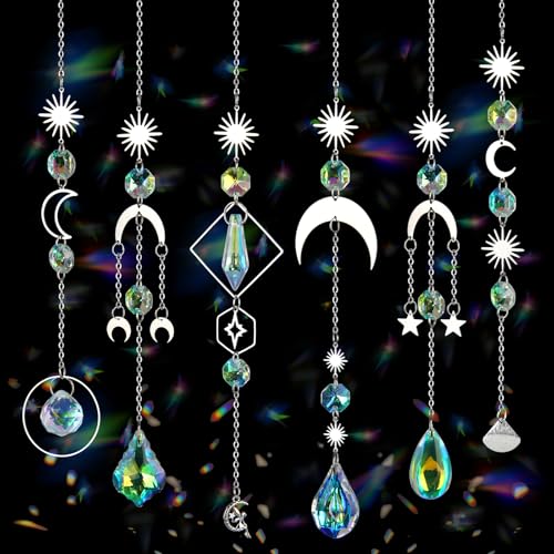 6 Pcs Sun Catchers Indoor Window, Colorful Crystal Suncatcher Prism