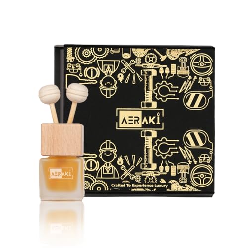 Image of White Mocha | Aeraki Car Clip-In luxury Perfume | Car Air Freshener | Natural Essential Fragrance Oils with Wooden Reed Sticks in Glass Bottle |Long Lasting upto 90 Drives | Vent Model