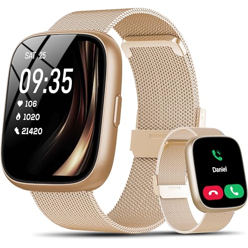 Smartwatch Damen mit Alexa, 1.83" HD Fitness Tracker mit Bluetooth Anrufen/Schrittzähler/Herzfrequenz/Schlafmonitor, 120+Sportmodi Fitnessuhr, IP68 Wasserdicht Sportuhr Smart Watch für Android iOS