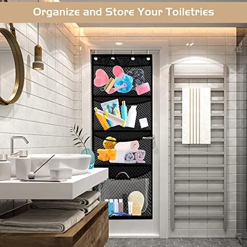 Hanging Organiser Over the Door, Extra Large Foldable Hanging Storage with 4 Mesh Pockets 4 Over Door Hooks for Stuffies, Baby Accessories, Plush Toy, Wallets, Bags(167*60CM)