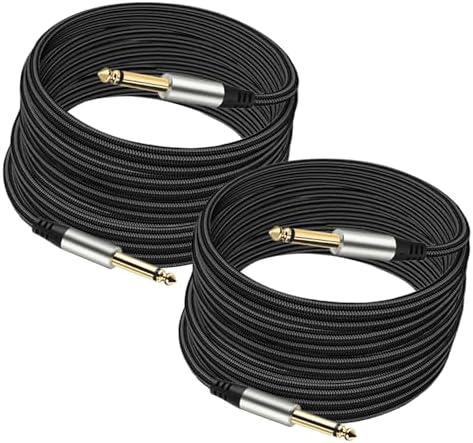 Pack of 2 Guitar Cables 1/4 Inch Instrument Cable with 6.33mm Straight TS Jack (16 Feet-2 Pack)