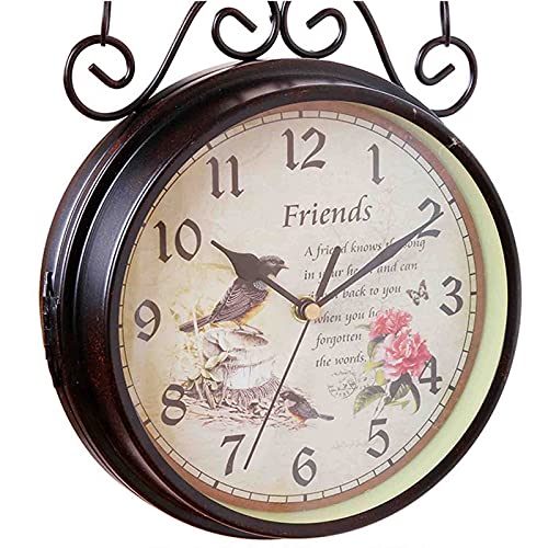 Orologio da parete vintage double face impermeabile rotazione 360° giardino
