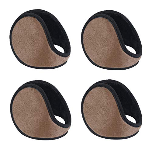 Luckkyme 4 Pack Multicolor Winter Outdoor Sports Snowboarding Windproof Plush Earmuffs Unisex Earmuffs (Brown)