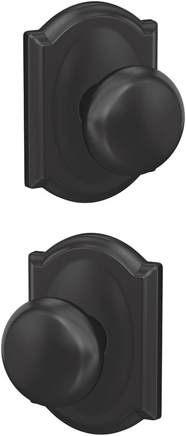Schlage Custom FC21 PLY 622 CAM Plymouth Knob with Camelot Trim Hall-Closet and Bed-Bath Lock, Matte Black
