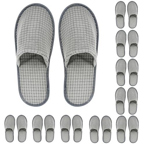 UHETLET 10 Paia Ciabatte per Ospiti Pantofole Ospiti Antiscivolo Ciabatte da Viaggio Pantofole da Spa con Punta Chiusa Pantofole Hotel in Pile Polare Taglia Unica Unisex per Hotel Spa Casa Bagno