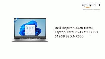 Dell Inspiron 3520 Metal Laptop, Intel i5-1235U, 8GB, 512GB SSD