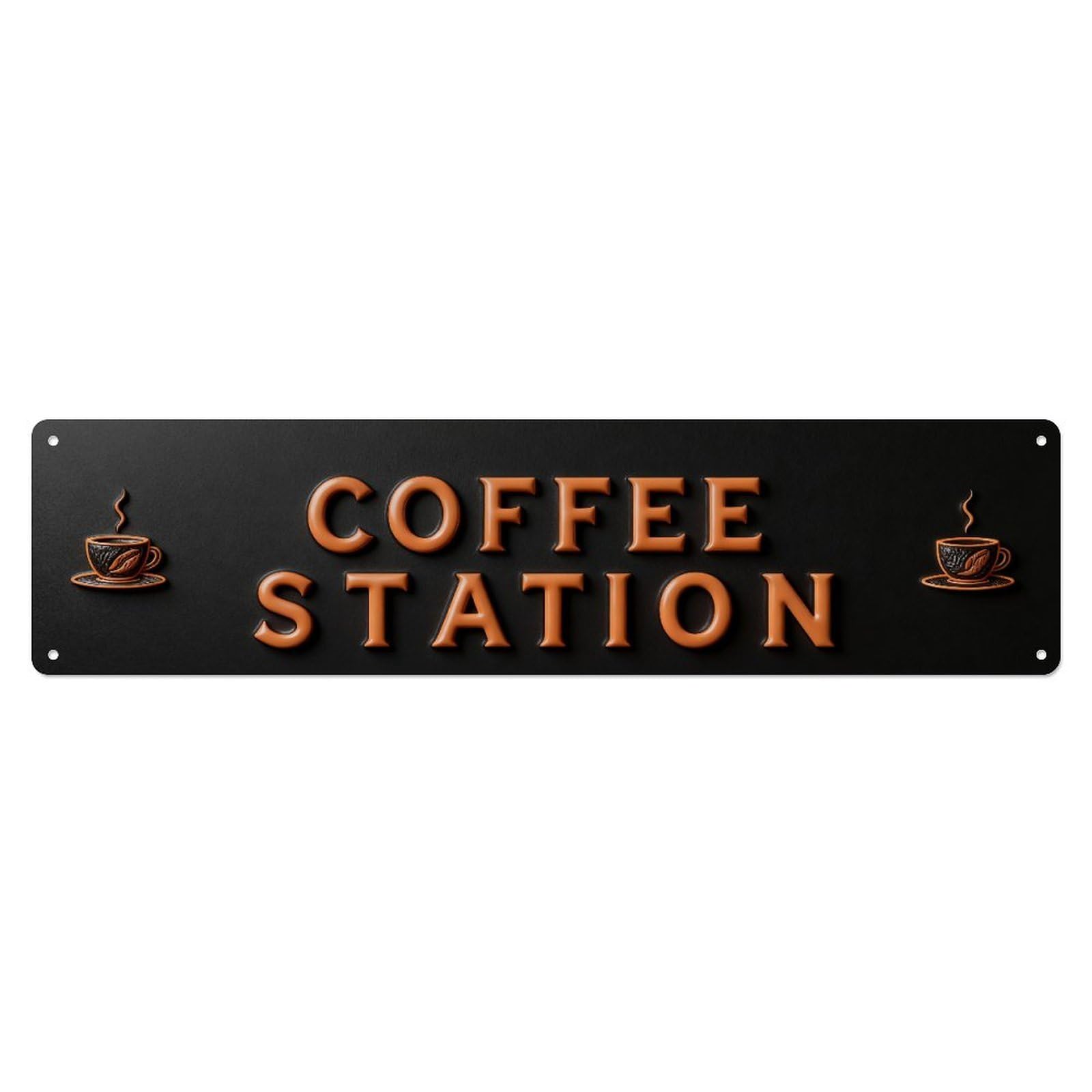 Coffee Station Logo Design Pattern Metal Tin Sign Plaque