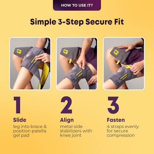 Image of betterhood Premium 4-Strap Knee Brace with Stabilizers | Open Patella Knee Support with Side Hinges | Knee Cap Support for Arthritis, Joint Pain & Post-Surgery Recovery | Adjustable, Anti-Slip (1 Piece)