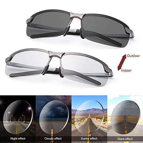 Image of MIRYEA Polarized Photochromic Driving z87 Sunglasses for Men Day Night Safety Glasses