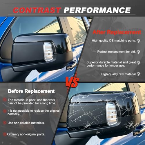 ABS Mirror Cover Left & Right Fits 19-25 Sierra Silverado 1500 Black by Wanzuwbip - Used condition - Image 5