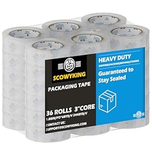 36 Rolls Clear Packing Tape, 1.88 Inch x 68 Yards, 2.7 Mil Thick – Heavy Duty Shipping Tape for Moving, Sealing Boxes, Packaging – Strong Adhesive, Bulk Savings Pack for Home, Office & Business