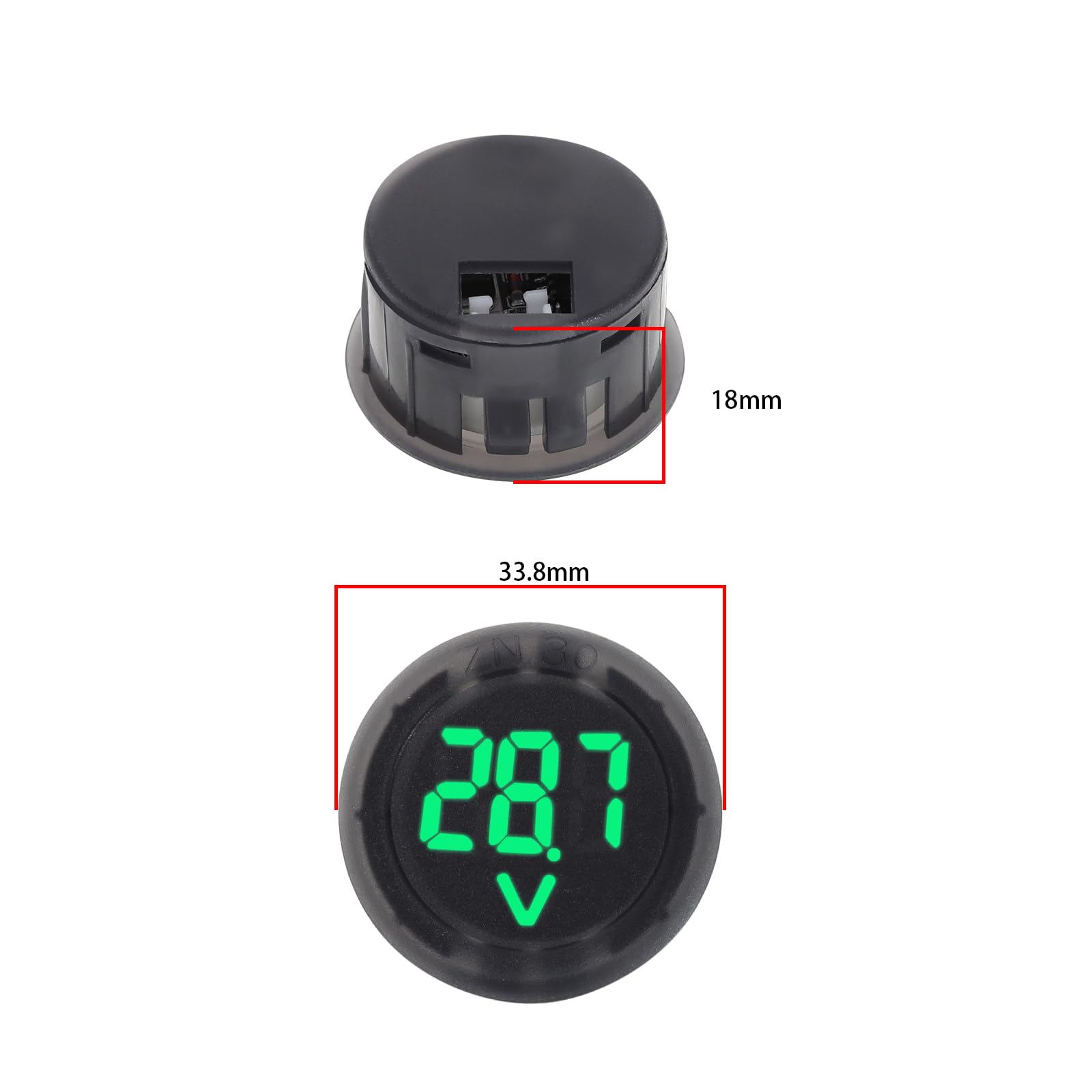 4 Voltmètres DC 4-100V Étanches - Affichage LED Vert - Pour Moto, Voiture, Camping-Car - Installation Facile