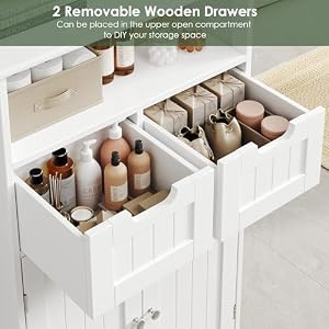 White Storage Cabinet with Drawers and Shelves, Bathroom Cabinet with Doors, Floor Storage Cabinet Hutch Cupboard for Dining/Living Room/Home Office White Storage Cabinet with Drawers and Shelves Bathroom Cabinet with Doors Floor Storage Cabinet Hutch Cupboard for DiningLiving RoomHome Office