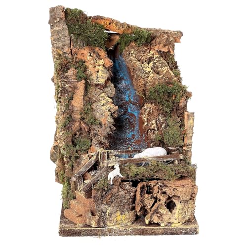 Holyhome Cascata 18x33x20 cm (7,08x12,99x7,87 Inch) con Ponte e Pecore per Presepe