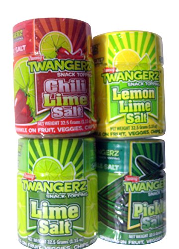 Twangerz Seasoning Salt Blend For Foods And Snacks - Four Flavors Including Lemon Lime, Lime, Pickle And Chili Lime - Convenient 1.15 Ounces Shakers To Sprinkle On Fruit, Veggies, Chips, Popcorn, Meat And Seafood For A Zesty Treat (4 Shakers 1 Of Each Flavor) #TOP5