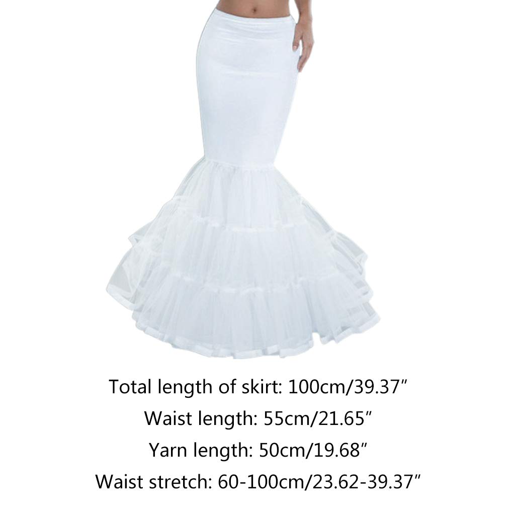 Sottogonna da donna a strati a coda di pesce, senza cappuccio, in tulle, da sposa, crinolina