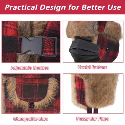 Kids Winter Trappers Hat Toddler Outdoor Windproof Ushanka Ski Cap Ear Flap Chin Strap Snow Hat for 3-8Y3