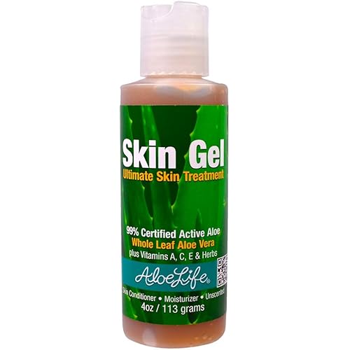 Aloe Life – Skin Gel & Herbs Ultimate Skin Treatment, 99% Certified Organic Whole Leaf Aloe Vera, Vitamins C, A, & E, Head-to-Toe Skin Care Support for the Whole Family, Fragrance-Free (4 oz)
