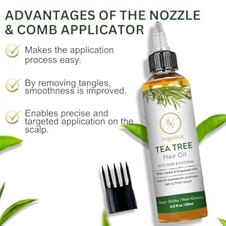 RV Organica Tea Tree Oil for Hair – 100% Pure & Natural | Tea Tree Oil for Dry Scalp, Split Ends & Hair | Blended with Natural Carrier Oils | Volumizing & Thickening | 4 fl oz