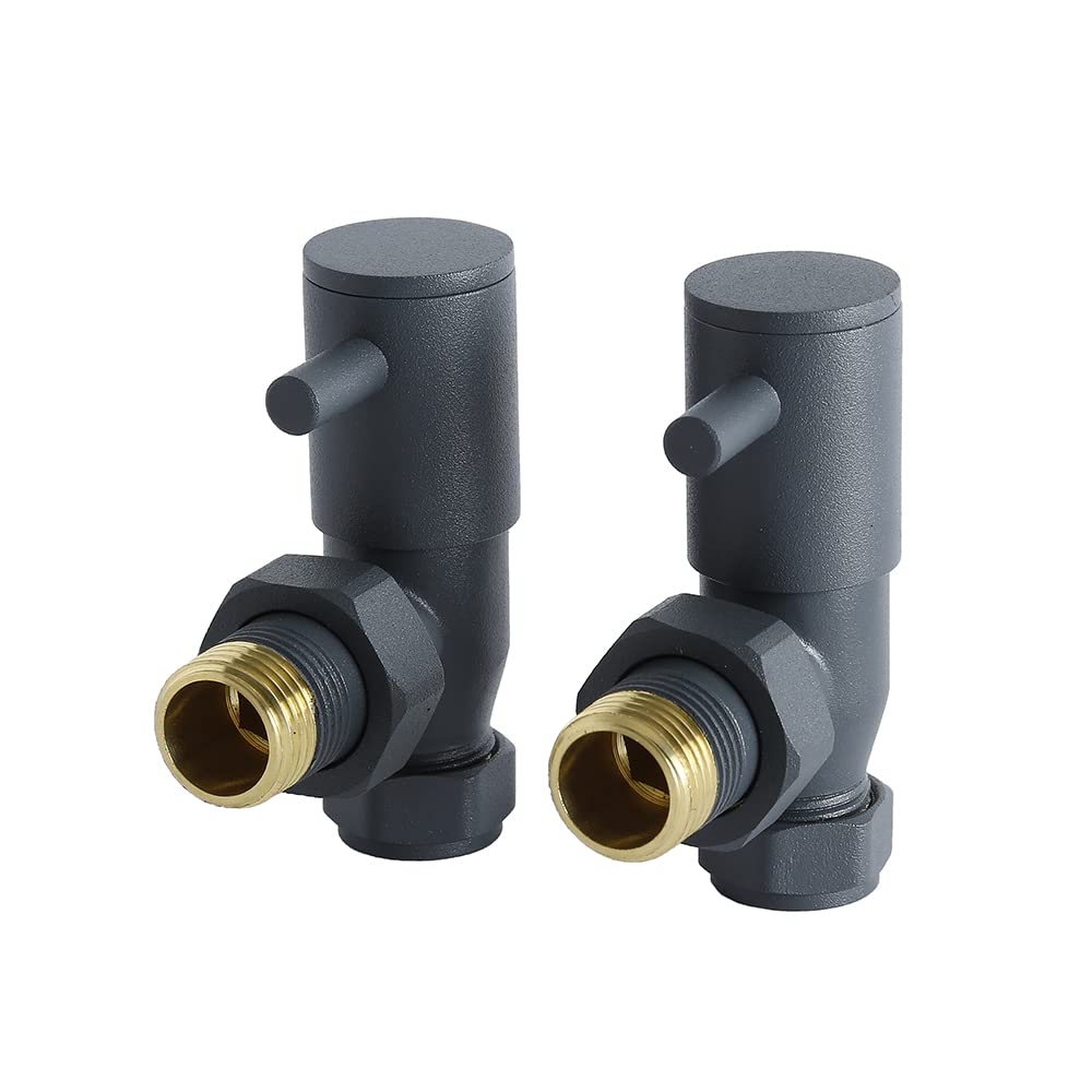 Milano Anthracite Angled Heated Towel Rail Radiator Valves