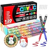 VAKKI 120 Colores Rotuladores Acrilicos, Acrylic Markers Para Colorear Adultos, Marcadores AcríLicos Para Colorear, Piedra, CaligrafíA, Madera, Lienzo, Vidrio, CeráMica