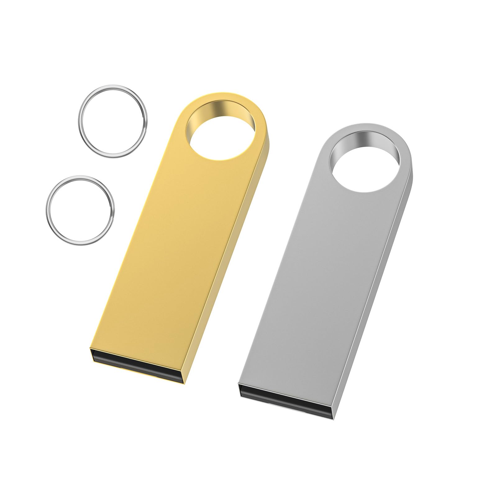 8GB USB Flash Drive 2 Pack with Keychains, Wooolken Sleek Metal USB 2.0 Thumb Drives Memory Stick for PC Laptop Computer
