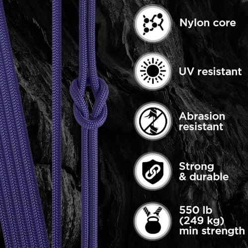 Image of TECEUM Paracord Type III 550 Royal Blue - 100 ft - 4mm - Tactical Rope MIL-SPEC - Outdoor para Cord -Camping Hiking Fishing Gear and Equipment - EDC Parachute Cord - Strong Survival Rope 376