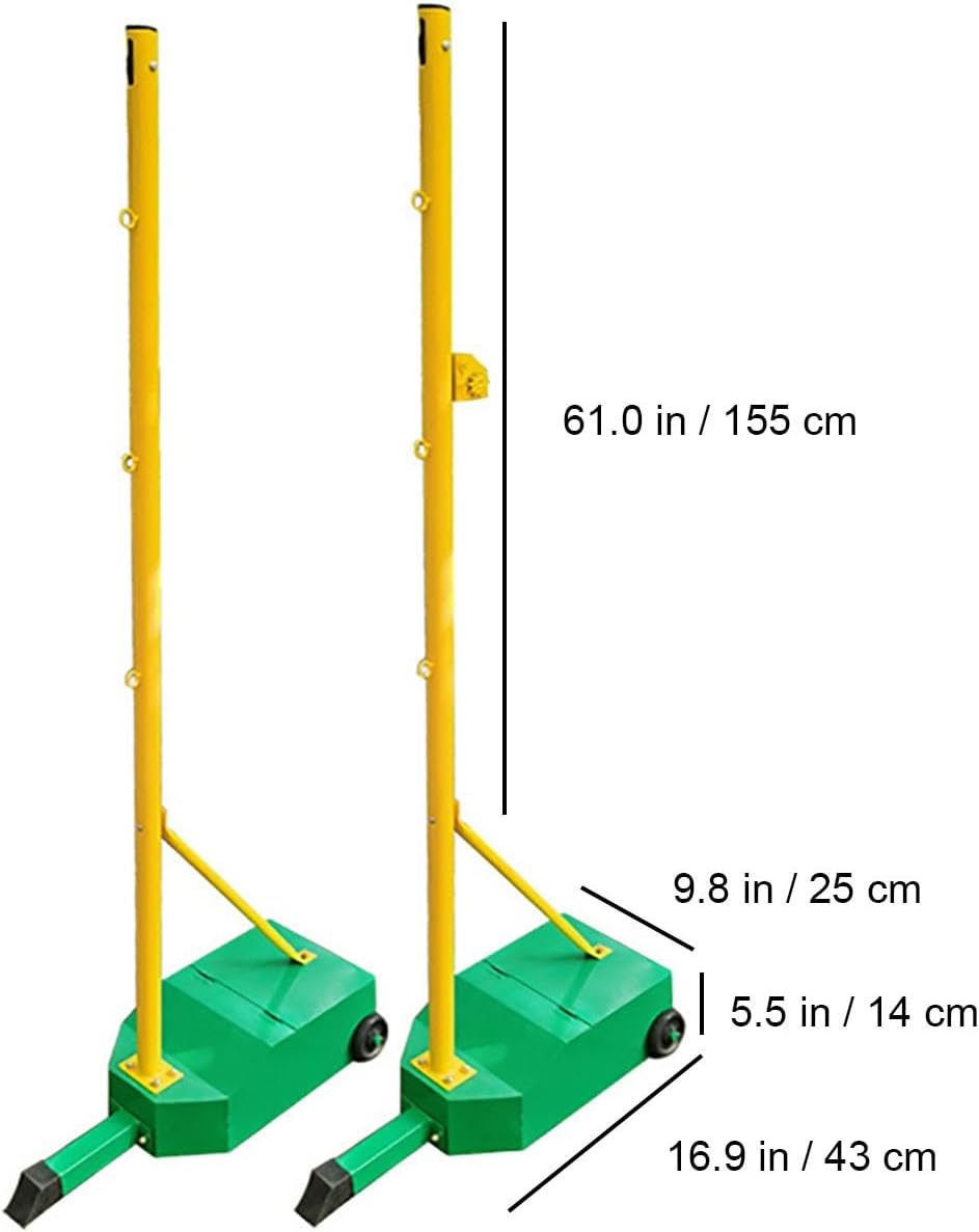 Badminton Net Portable, Portable Badminton Nets Metal Base with Pulleys, Badminton Equipment for Indoor and Outdoor Use