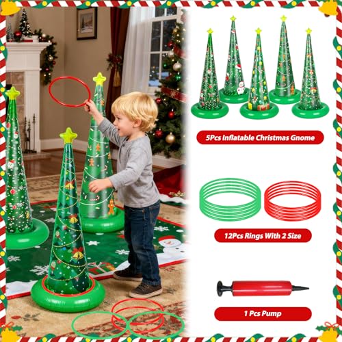 image for SprintGy 5 Pack Christmas Ring Toss Games, Christmas Tree Inflatable R